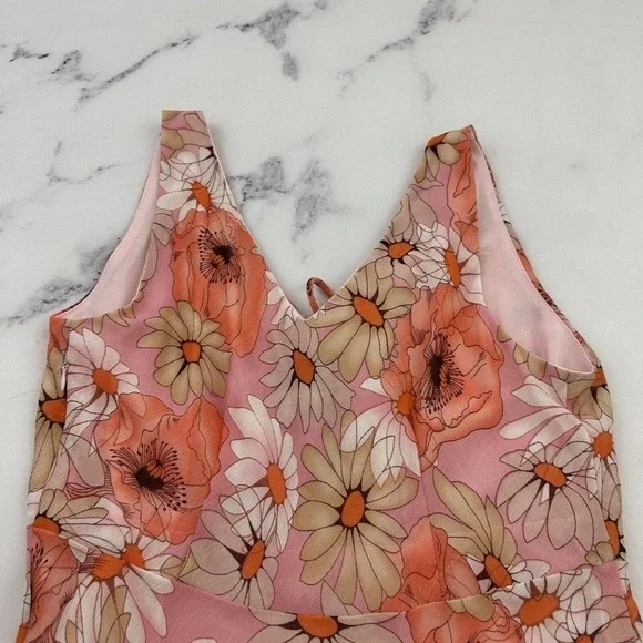 Karin Stevens Womens Vintage Y2k Slip Dress Size 6 Petite Pink Daisy Floral - Picture 7 of 9